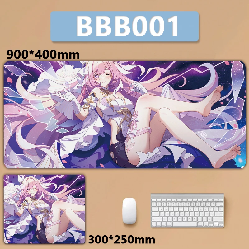 Honkai Star Rail Impact 3rd Elysia Bronya Zaychik Raiden Mei XXL Large Mousepad Keyboard Pad  Mouse Pad