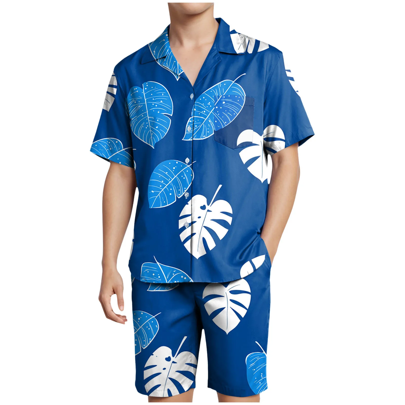 

Suit Size Men's Hawaii Casual Printed Short Sleeved Shirt And Shorts Two Piece Suit Mens Christmas Suit