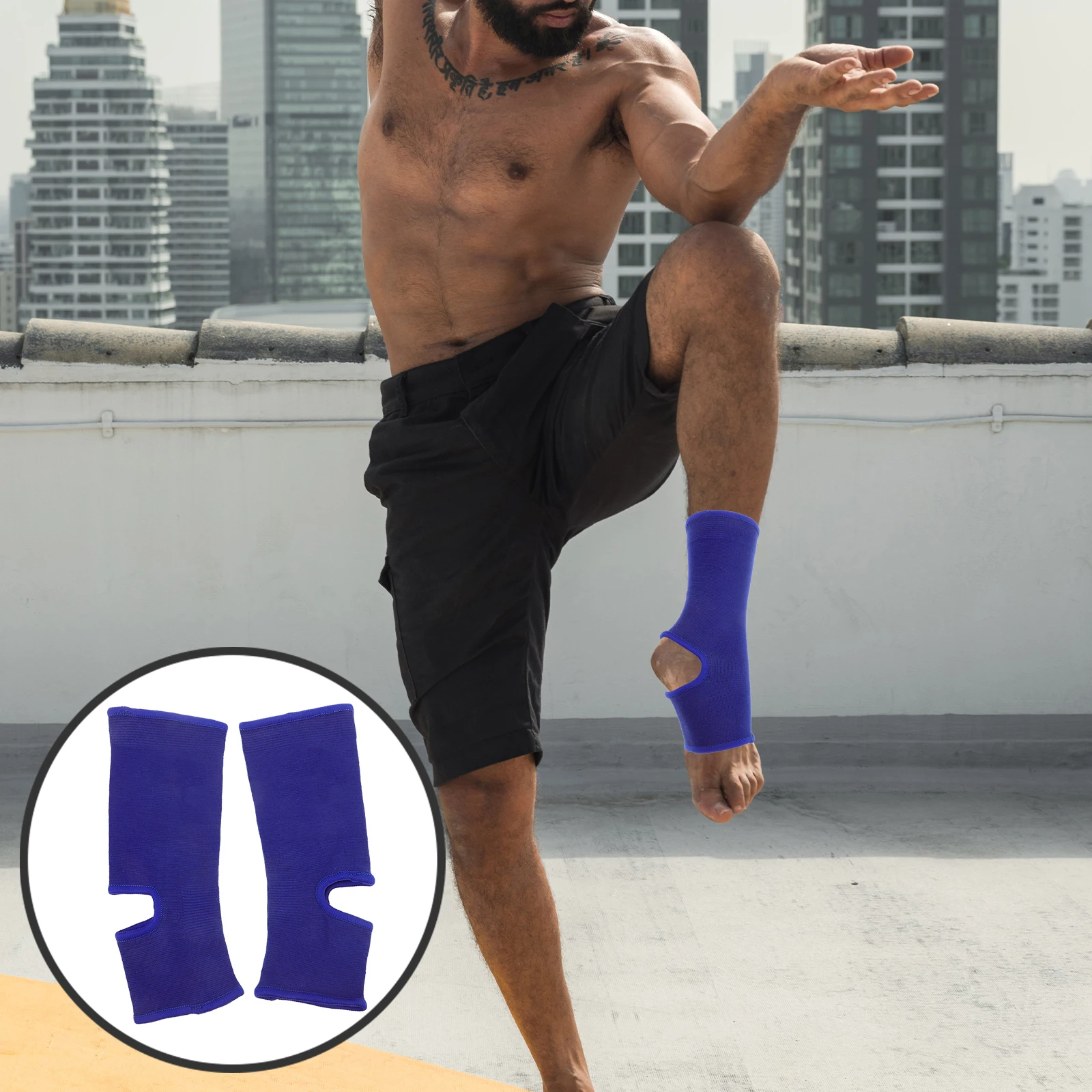 

1Pair Ankle Wraps Breathable Elastic Ankle Protector Sports Sleeve Compression Cover for Fitness Running Basketball Cycling