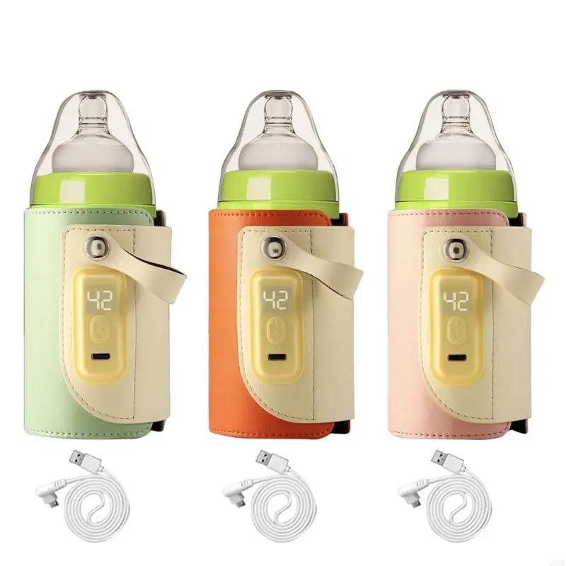 Q6RE Portable USB Baby Bottle Warmer with LCD Display 5 Gear Adjustable Temperature