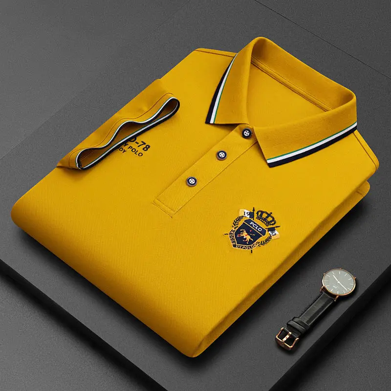 

2024 Men's embroidered no-iron polo shirt summer short sleeve top explosive high quality casual business