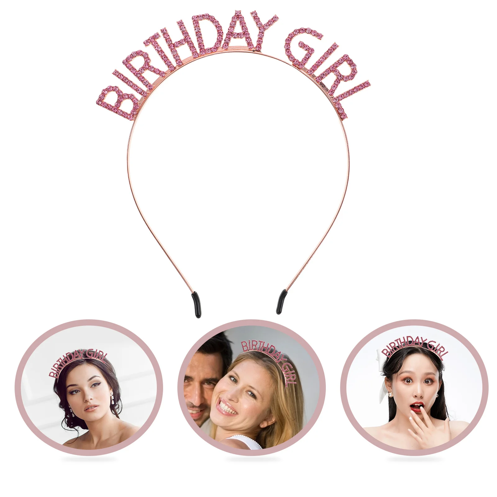 

Princess Crowns Glitter Headband for Girls Birthday Wedding Party Pink Rhinestone Crown Accessory Kids Women Sparkly Hair Band