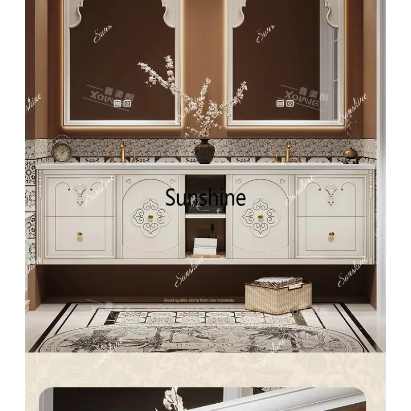 YFrench style, bathroom cabinet combination, double basin, large size toilet sink, high-end.