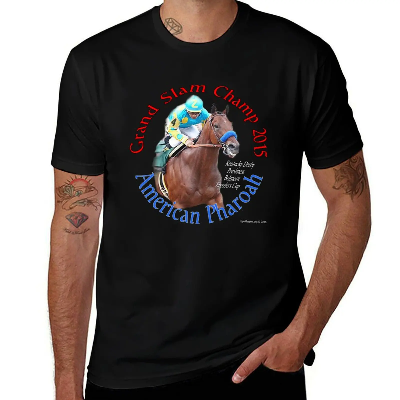 

American Pharoah Grand Slam Champ 2015 T-Shirt t shirt man cotton t shirt personalised t shirts for man pack cotton T-Shirt
