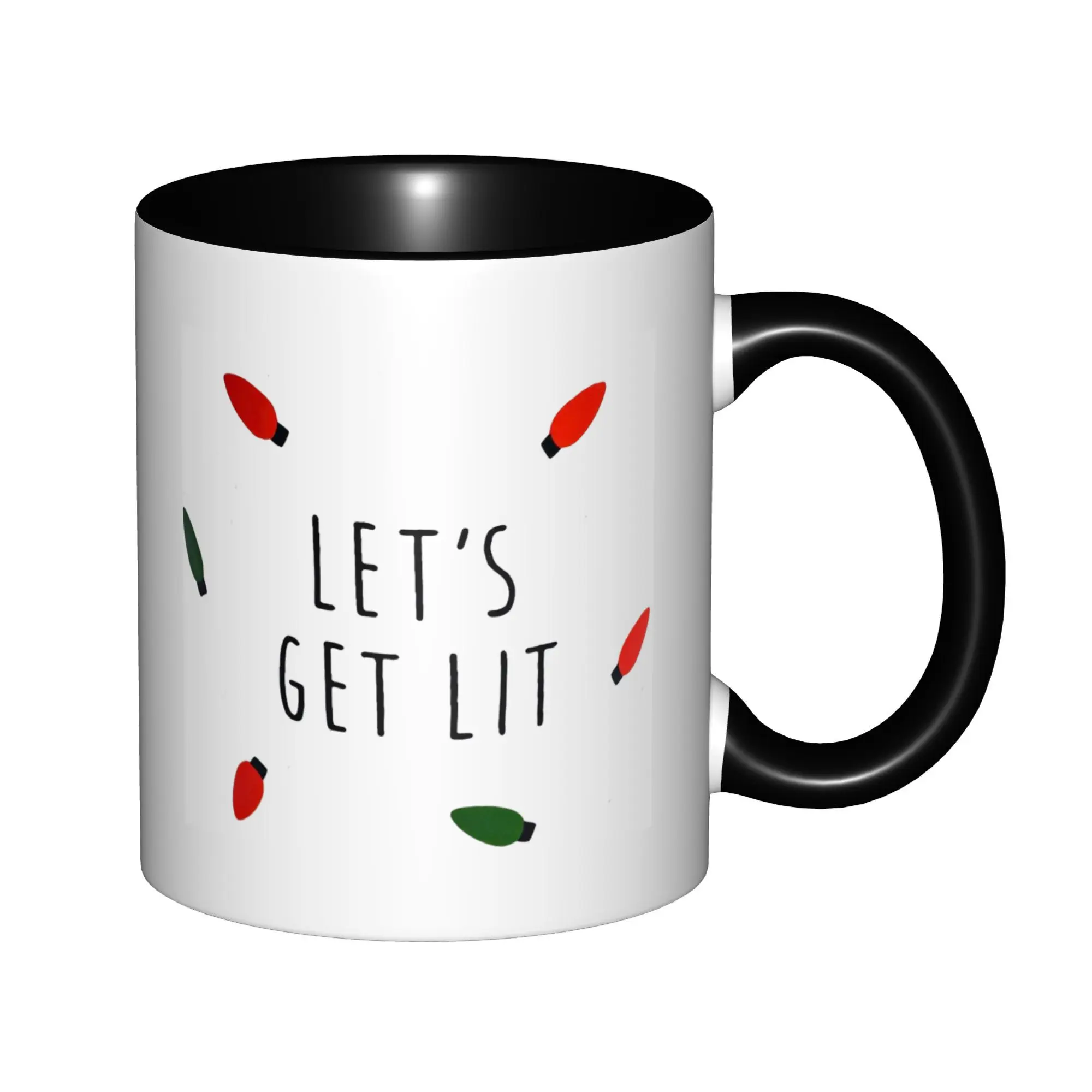 

Lets Get Lit Mugs With Black Handle Birthday Coffee Mugs Ceramic Tea Cups 11oz ,