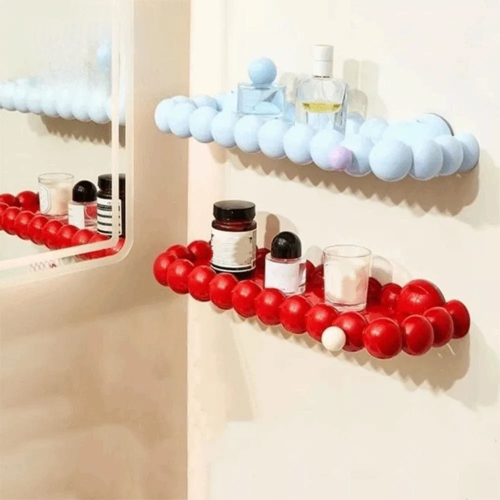 Picture 4: Plastic Cloud Suction Cup Storage Rack Wall Mounted Large Capacity Cosmetics Storage Rack Removable Punch Free
