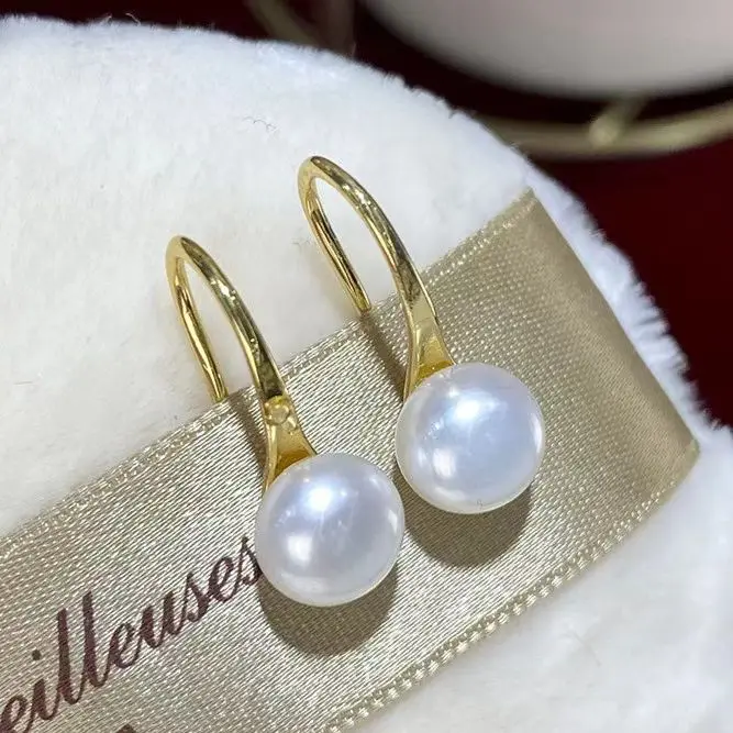 

Natural freshwater pearl nearly round 3-5mm earrings ear hook French retro personalized gift cheongsam S925 silver needle