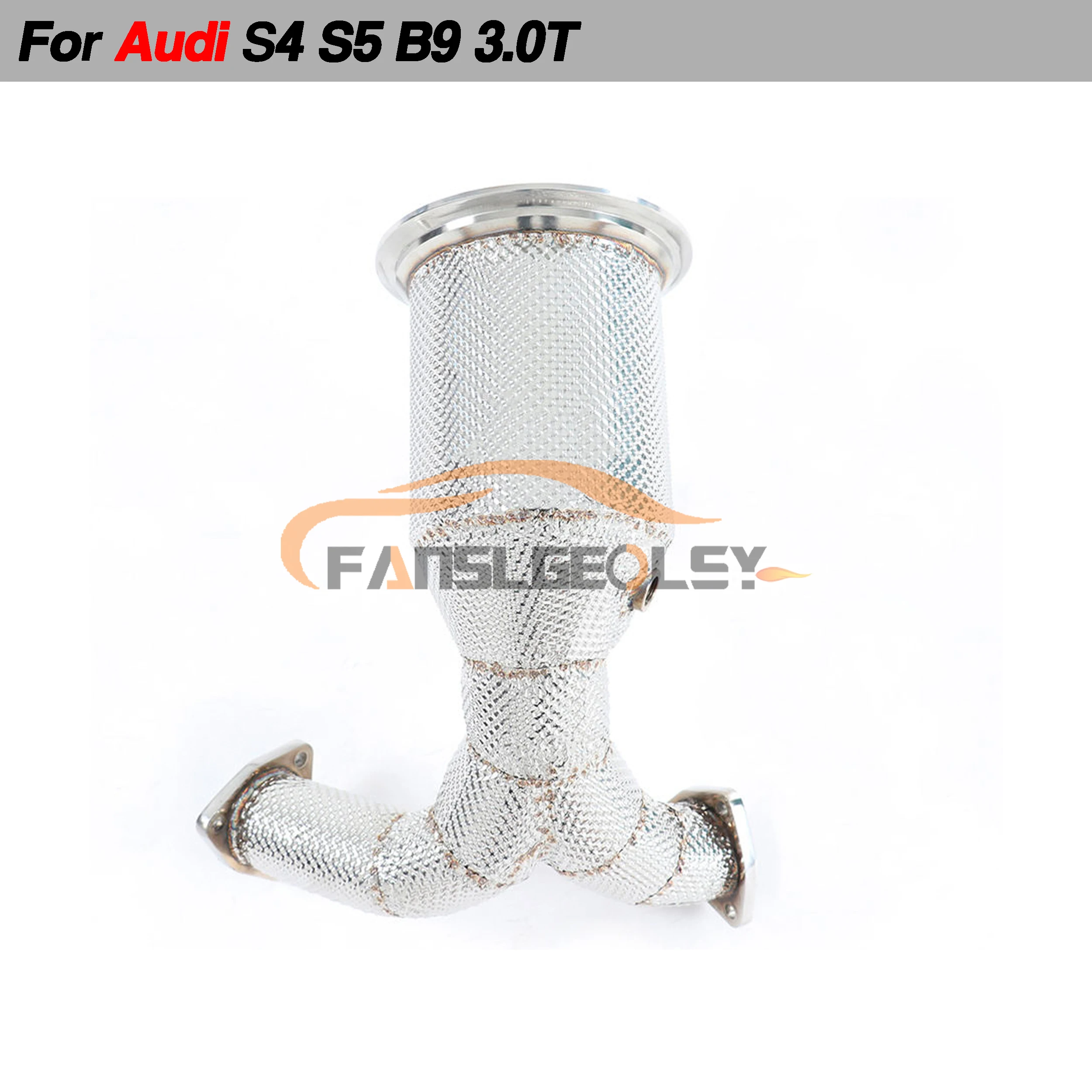 

For Audi S4 S5 B9 3.0T Steel Downpipe Performance Exhaust System With Heat shield and catalytic converter Headers