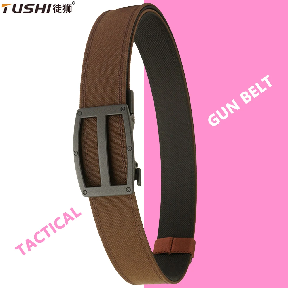 

TUSHI New Men's Trousers Girdle Metal Buckle Quick Release Heavy Duty Military Tactical Belt Tight Stiff Casual Belt for Male