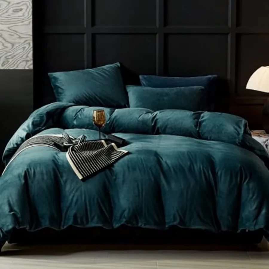 

Flannel Velvet Duvet Cover Size Duvet Cover Bedding Sets 3pcs Ultra Soft Luxury Textured Modern Crystal Velvet Duvet Covers wit