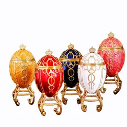 Qifu 1895 Rosebud Faberge Egg with Carriage Replica for Home Decor
