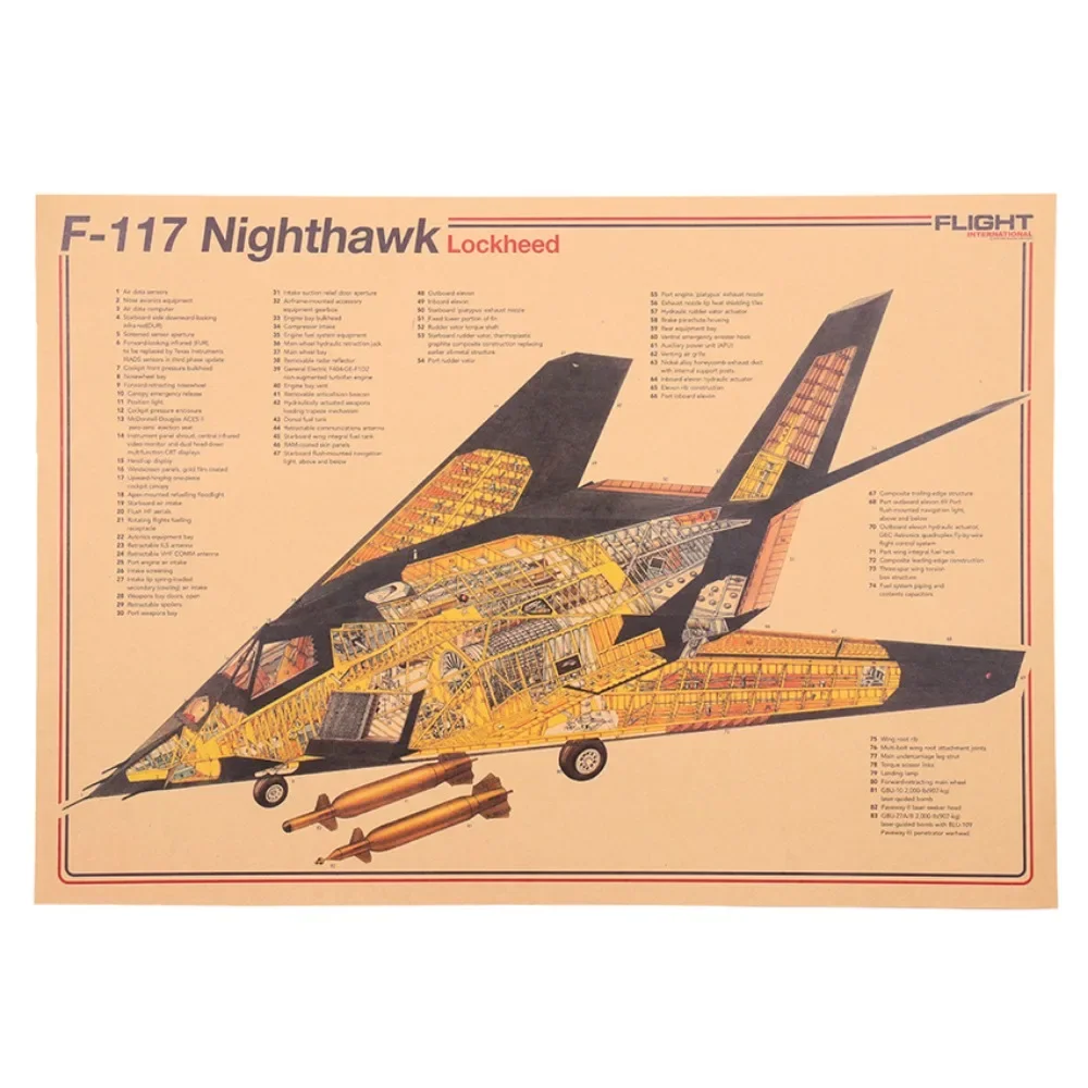 F-117 Nighthawk Bomber Fighter Jet Posters and Prints Military Art Vintage Aircraft Structural Wall Art Painting Home Decor