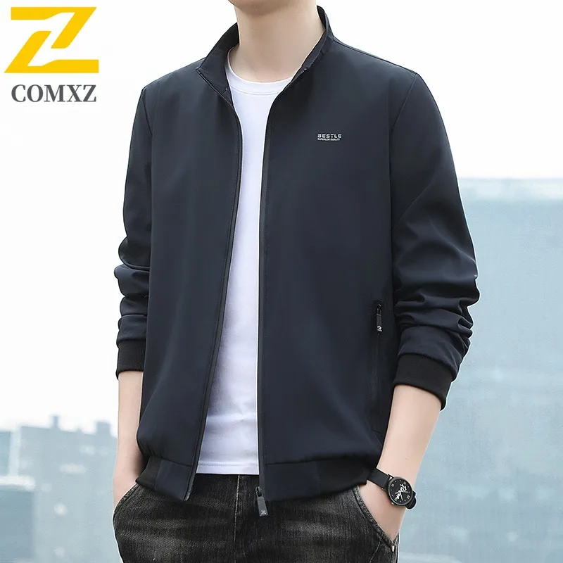 

COMXZ куртка мужская с воротником-стойкой в корейском стиле облегающее повседневное пальто больших размеров водонепроницаемое ветрозащитное пальто для пешего туризма, кемпинга, рыбалки