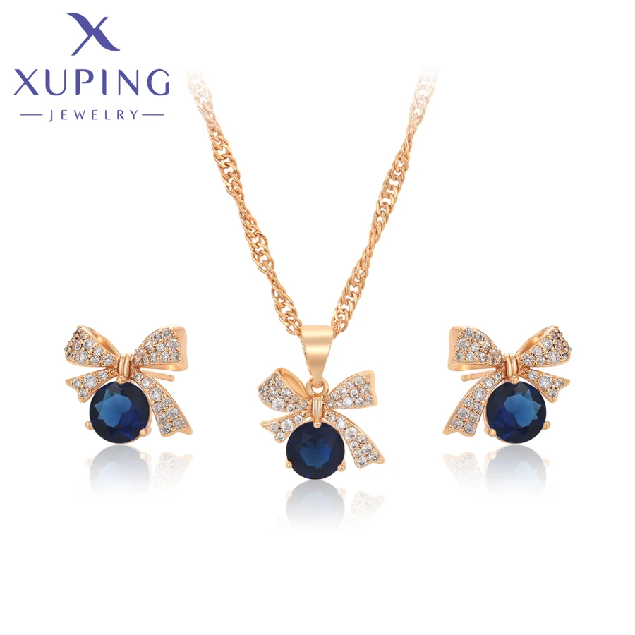 Xuping Jewelry Neu eingetroffen: Knotenförmiges goldfarbenes Ohrstecker- und Halsketten-Set für Damen, Party- und Geburtstagsgeschenk X001237881 – Detail 12