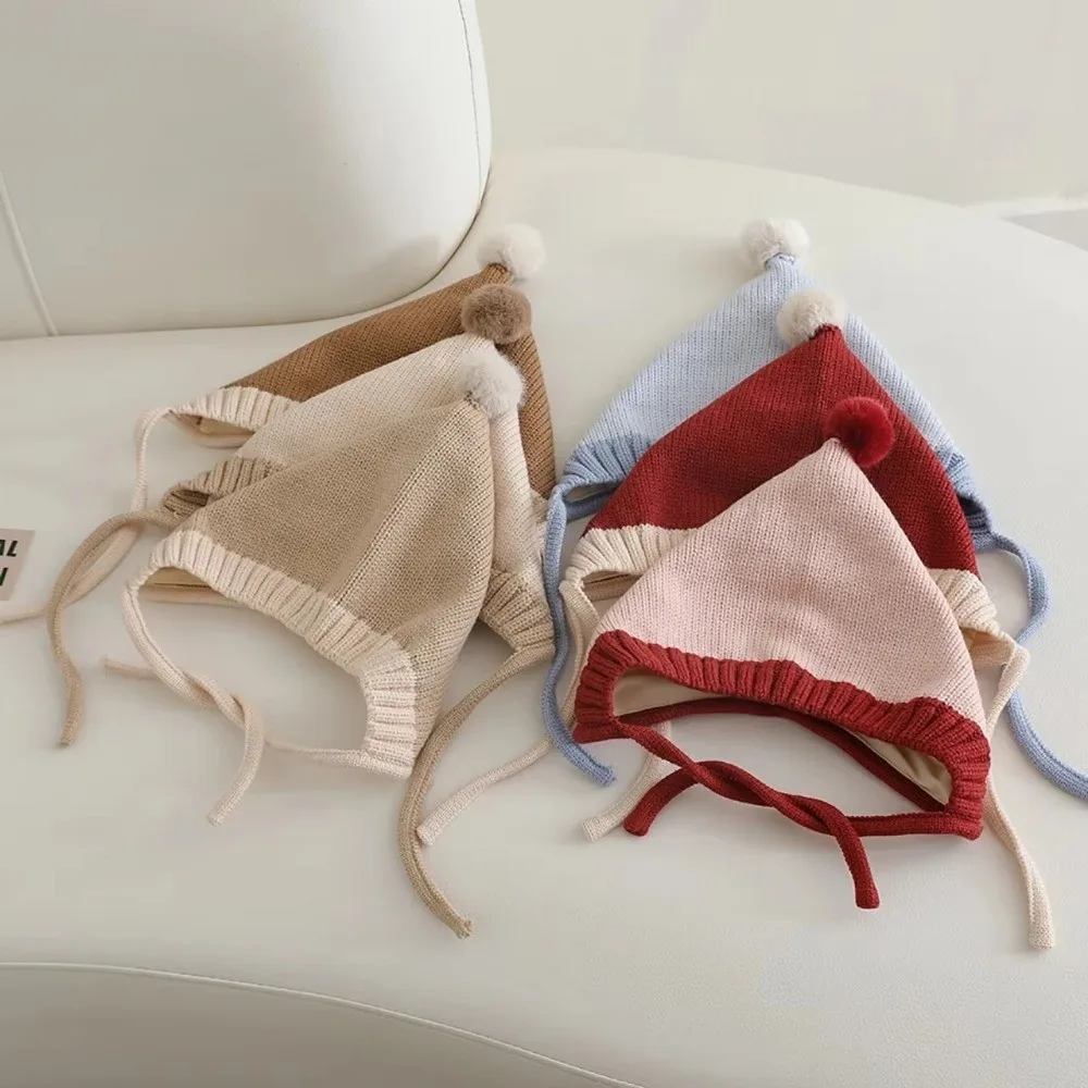 

Cute Winter Knitted Hat Warm Thicken Infant Toddler Cap Soft Lacing Bonnet Hat For Boys Girls