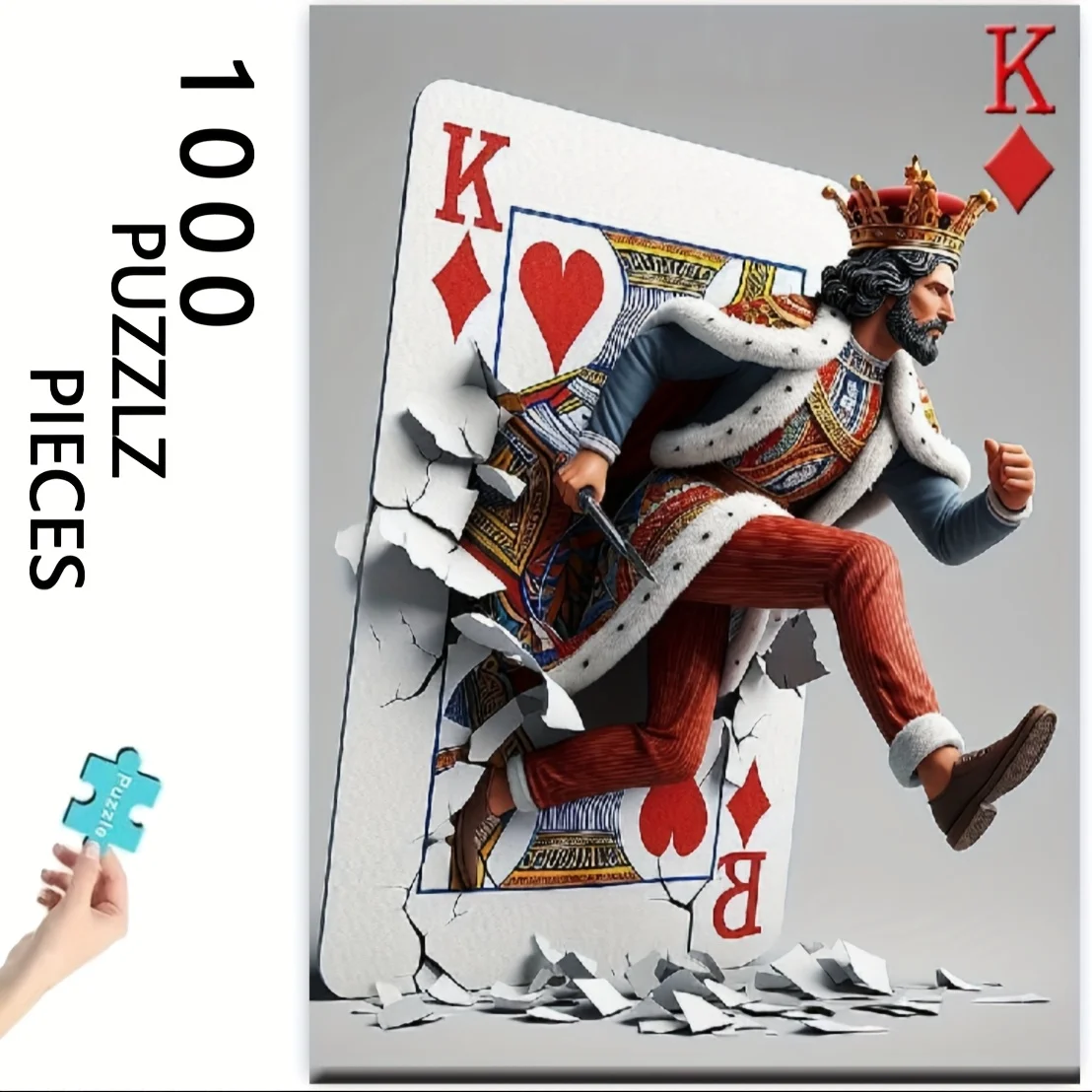 ไพ่โป๊กเกอร์คิงแบบหนา 1000 ใบ - ดีไซน์ไพ่รอยัลสีสันสดใส พร้อมสีหัวใจและสีเพชร เหมาะสำหรับค่ำเกมส์ คริสต์มาส