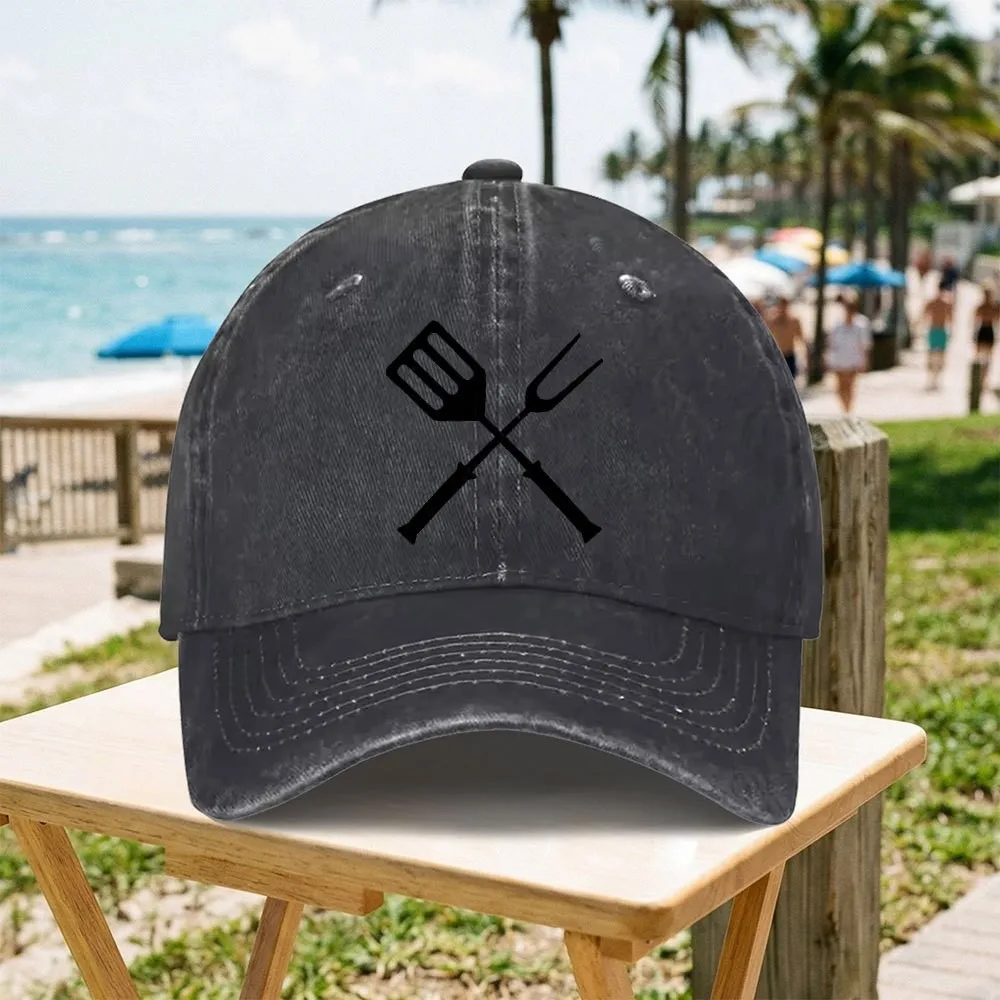 Vintage Washed Baseball Cap Suitable For Bbq Tool Print Duckbill Cap Female Cowboy Sun Hats Hip Hop Mens Snapback Cap