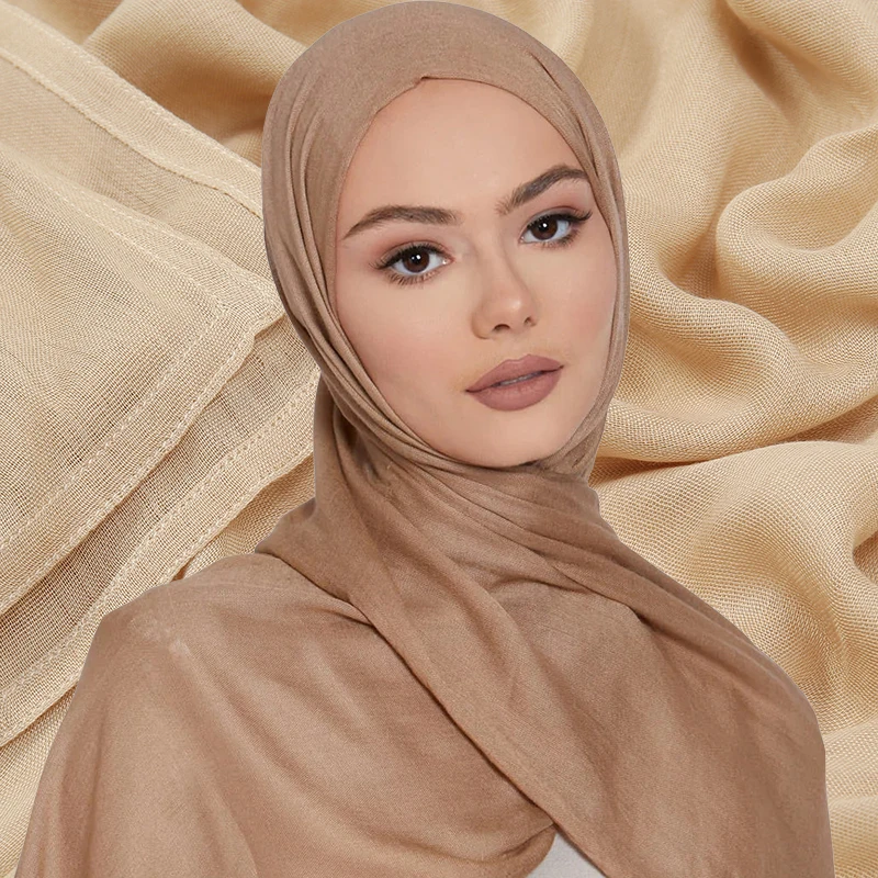 170*70cm Small Size Soft Viscose Rayon Headscarf Muslim Hijabs for Women Solid Color Wide Edge Thin Plain Shawls Muslim Female