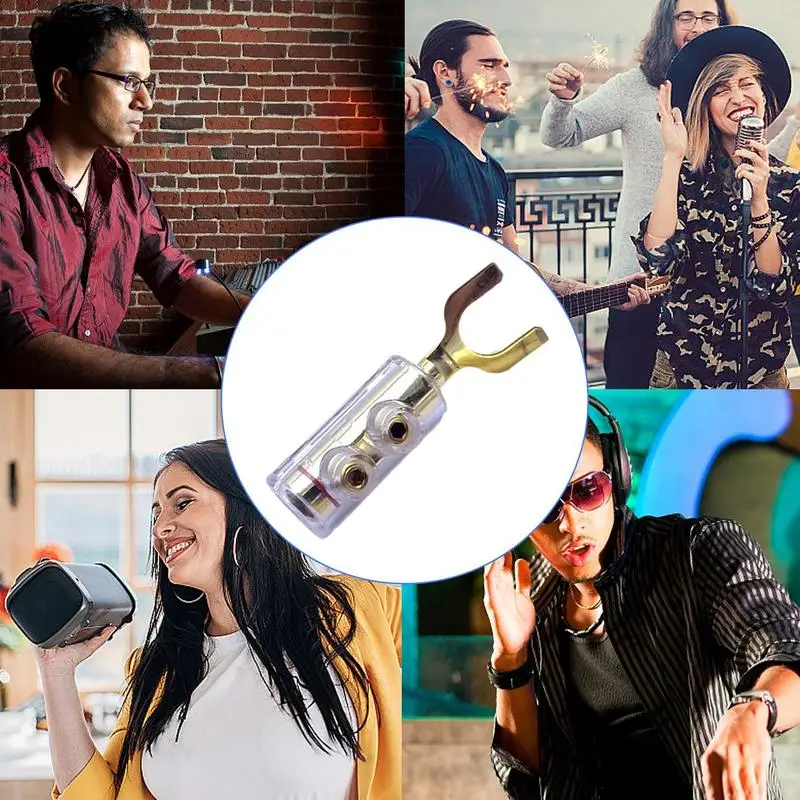 Разъем провода динамика Прочный Y-образный разъем типа «банан» Адаптер провода динамика Позолоченный разъем динамика Разъемы типа «банан» для динамика