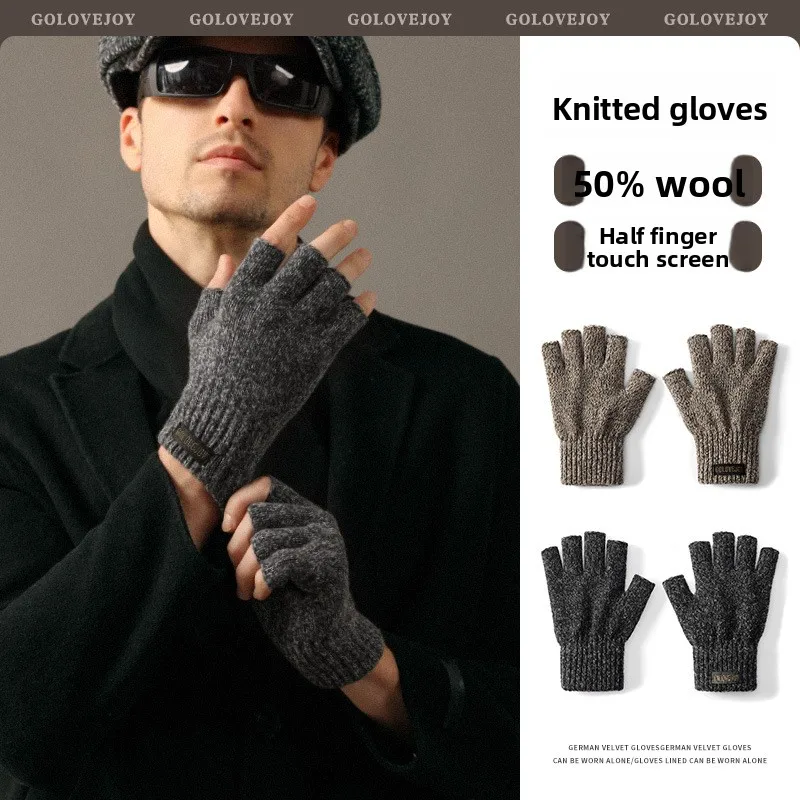 luvas-masculinas-de-trico-sem-dedos-50-la-grossa-quente-a-prova-de-vento-antiestatica-anti-pilling-luvas-de-outono-inverno