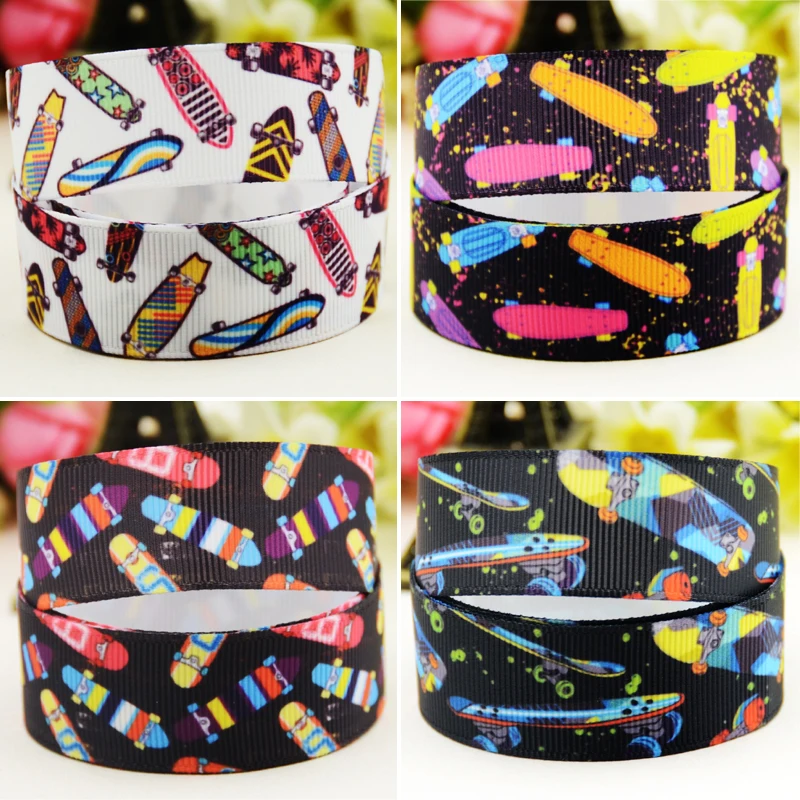 22mm 25mm 38mm 75mm Skate Cartoon printed Grosgrain Ribbon party decoration 10 Yards