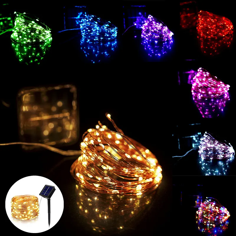100/200/300 LED Solar Power Fairy String DIY Colorful Lights 8 Modes Christmas Lights Outdoor Wedding Wire Lamp Xmas Lighting