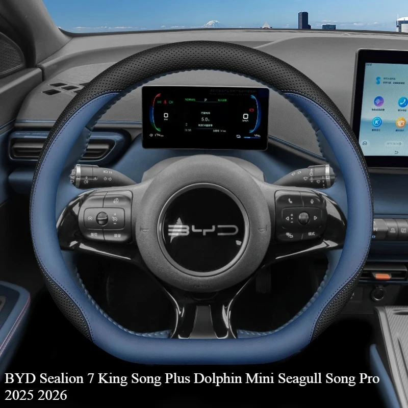 Funda de Cuero para Volante de Coche para BYD Sealion 7, King Song Plus, Dolphin Mini, Seagull, Song Pro 2025 2026, Accesorios