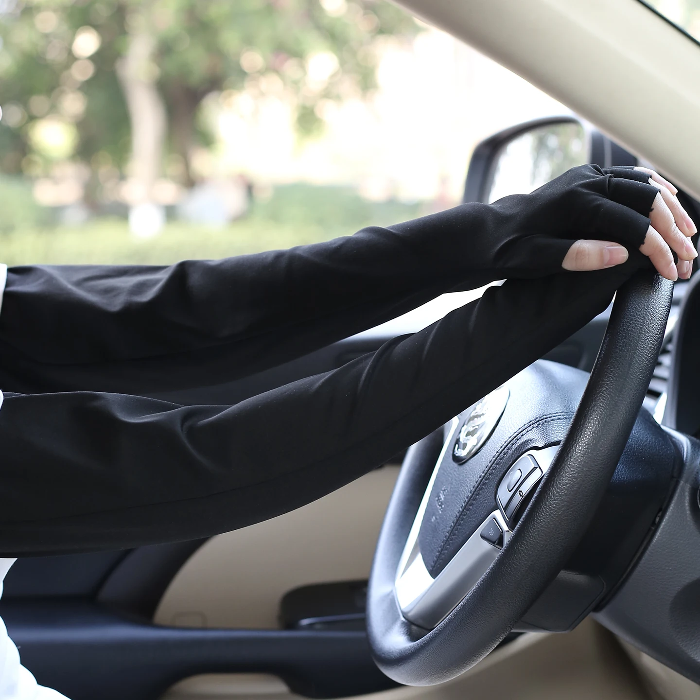 夏用サイクリング＆スポーツ用指なし日焼け止めスリーブ、男性用と女性用、延長アームスリーブ付き、アイスシルク軽量スタイル