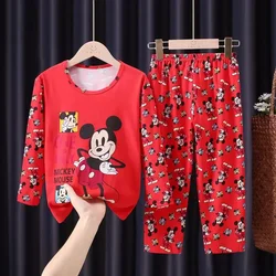 New Children Pajamas Set Long Sleeve T Shirt Pant Mickey Pyjamas Kids Boys Girls Pijamas Cartoon Spring Autumn Baby Sleepwear