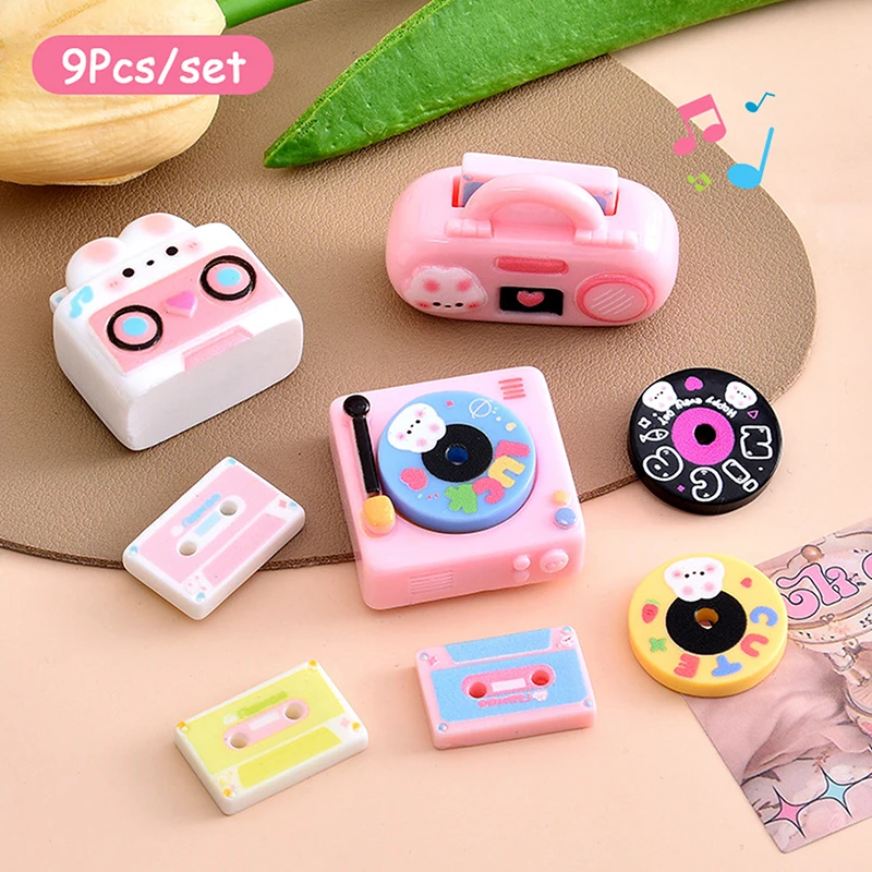 9 Teile/satz Puppenhaus Miniatur Disc Player Plattenspieler Lautsprecher Modell 1:12 Mini Simulation Puppe Haus Wohnkultur Spielzeug Zubehör