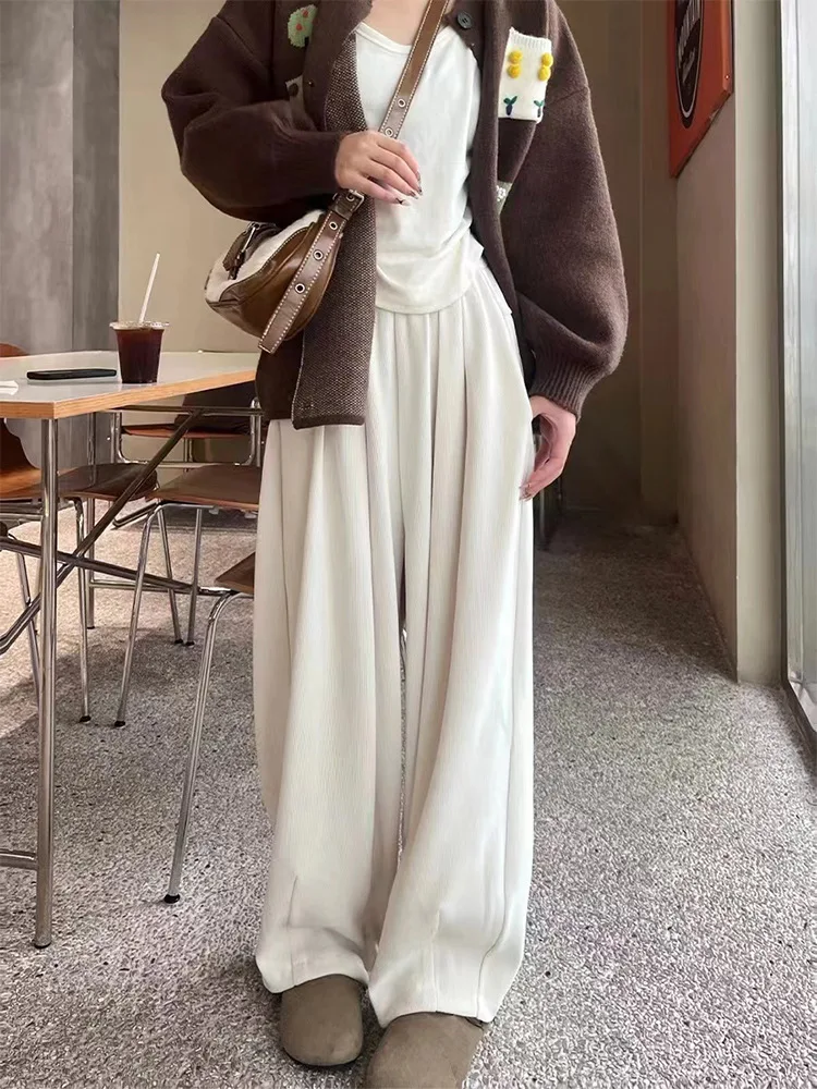 

Широкие брюки для миниатюрных женщин, женские зимние, городские, трендовые, мешковатые, для отдыха, с термоплюшевой подкладкой, эластичный пояс в стиле ретро