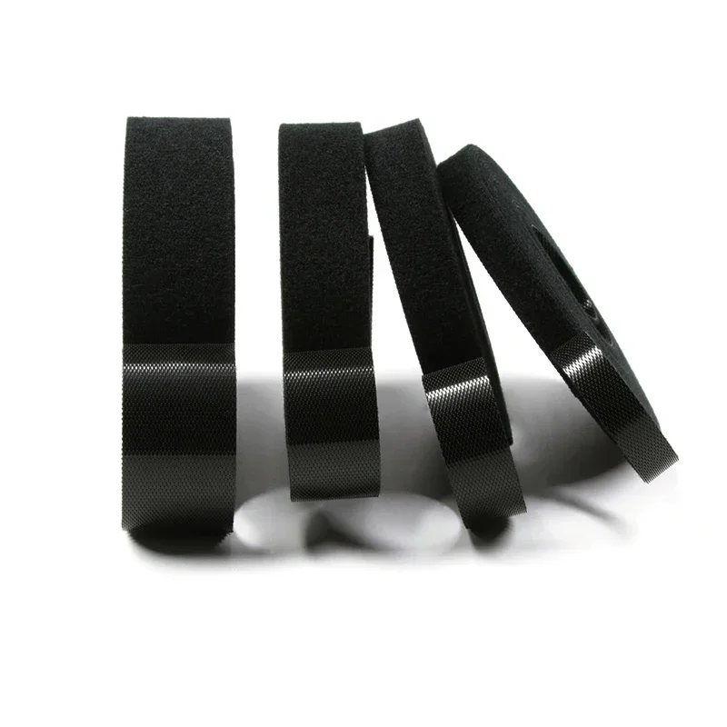 5m/roll Cable Ties Reusable Loop Bundle Self Adhesive Black Nylon Strap Organizer Clip Wire Holder Management Fastening Tape