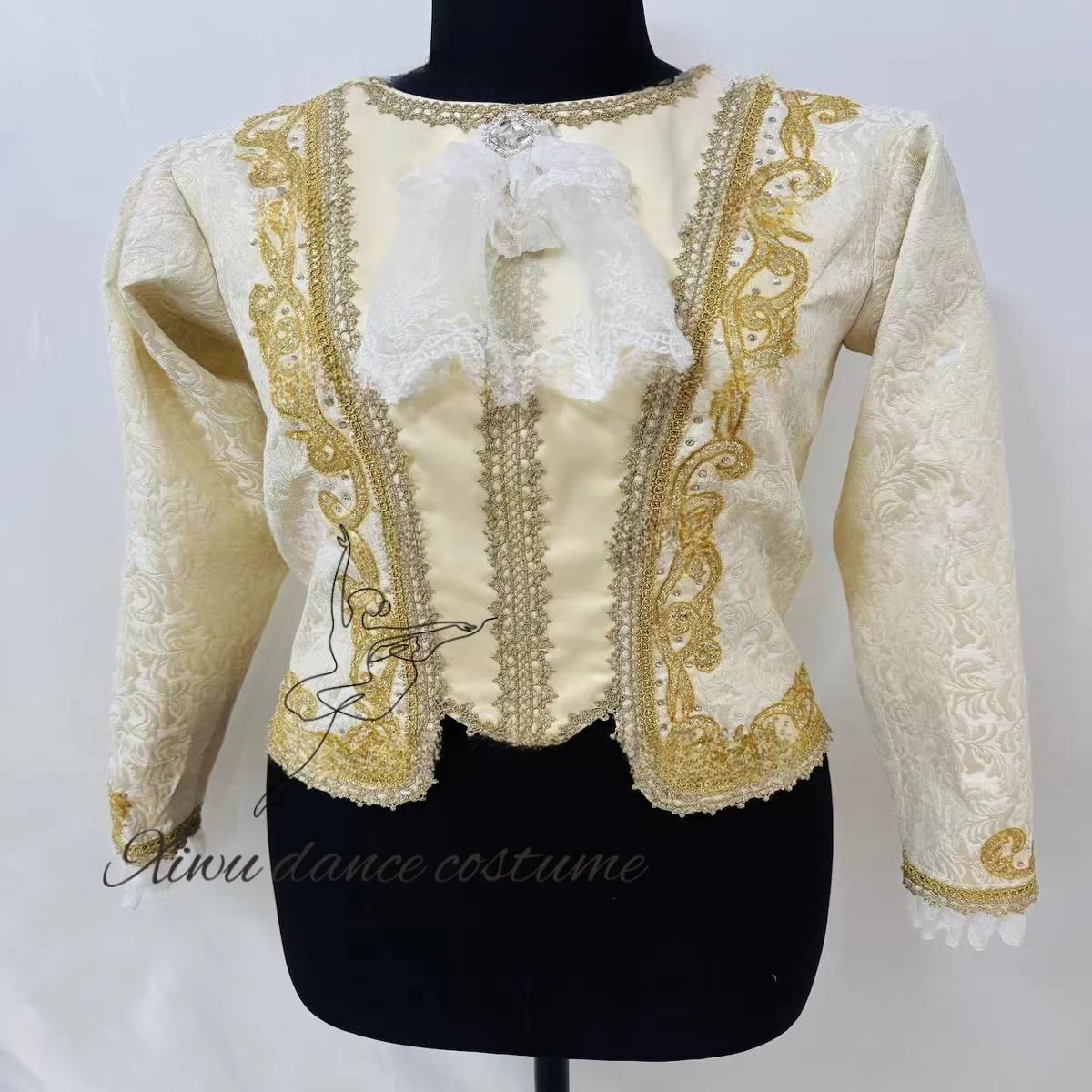 2025 신상 맞춤 남성 발레 재킷 (골드 트리밍) 남성 공연용 댄스 재킷 고급스러운 유니버셜 남성 의류