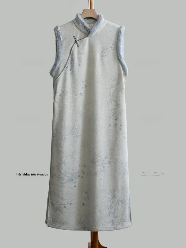 thiened-svel-chinese-sle-tea-dr-women's-faion-retro-vintage-long-qipao-gown-mid-length-floral-print-dr