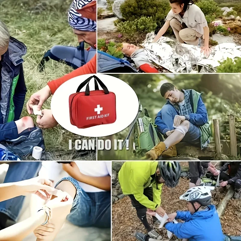 Versátil Emergency First Aid Kit para casa, carro, camping, caminhadas, 2 tamanhos diferentes, equipado com ferramenta essencial de sobrevivência