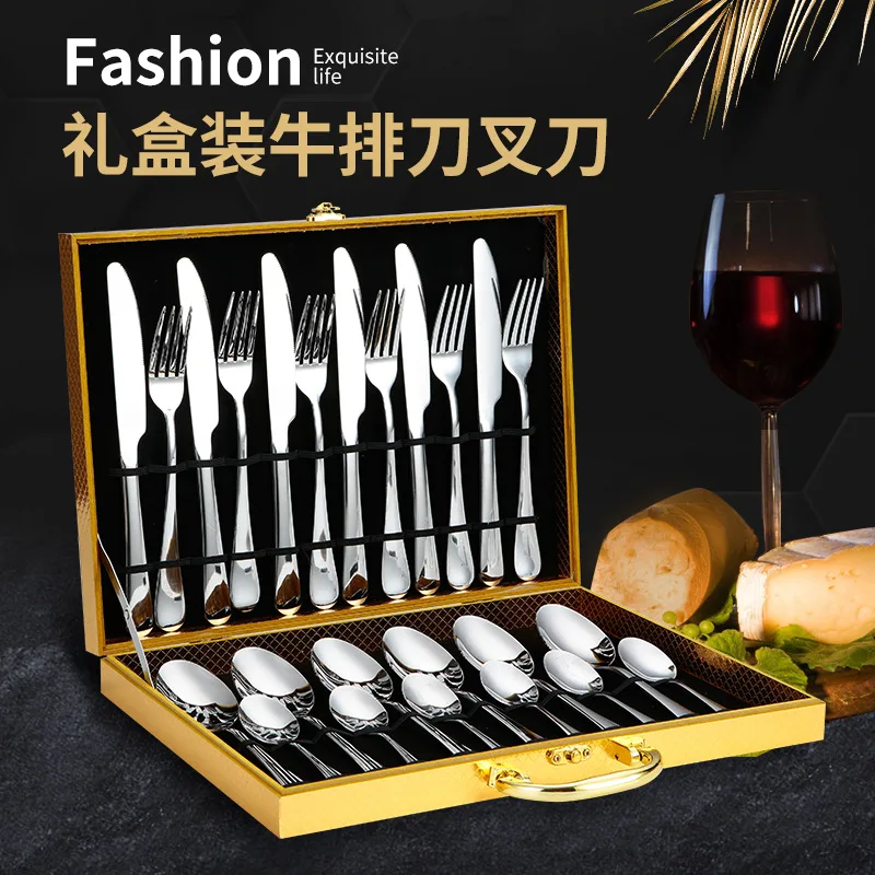 

24Pcs Set Rainbow Tableware Stainless Steel Cutlery Set Kitchen Cutlery Holder Fork Spoon Set Forks Knives Spoons Dinner Set