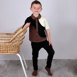 Kids clothes t shirt baby girls and boys clothes colorblock button down top short sleeves and long sleeves children cotton shirt