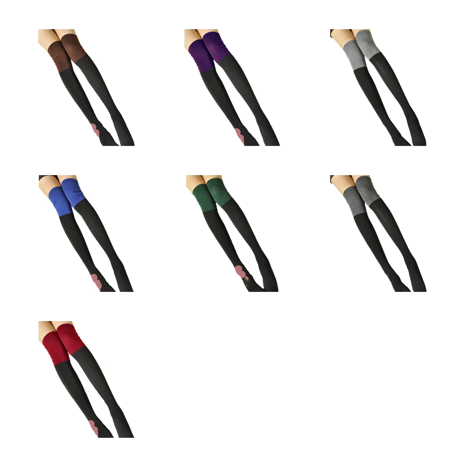 

Женские вязаные хлопковые чулки выше колена с контрастными вставками, размер S