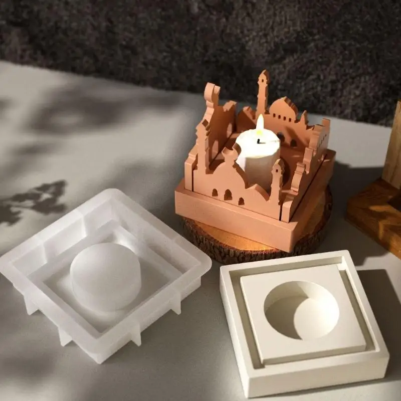 A52E House Mold Set Creative Designs Silicone Mold Ornament Moulds Suitable for Candle Holder and Home Decors Crafts
