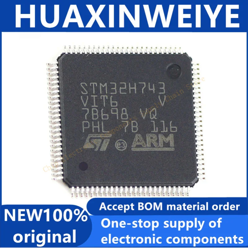 1 pcs/lot Original Genuine STM32H743VIT6 LQFP100 STM32 High Performance MCU STM32H7 Series Single Chip Microcontroller LQFP-100