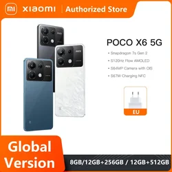 POCO X6 5G 글로벌 버전 스마트폰 스냅드래곤 7s Gen 2 120Hz 플로우 AMOLED 디스플레이 64MP 카메라, OIS 67W 터보 충전 NFC