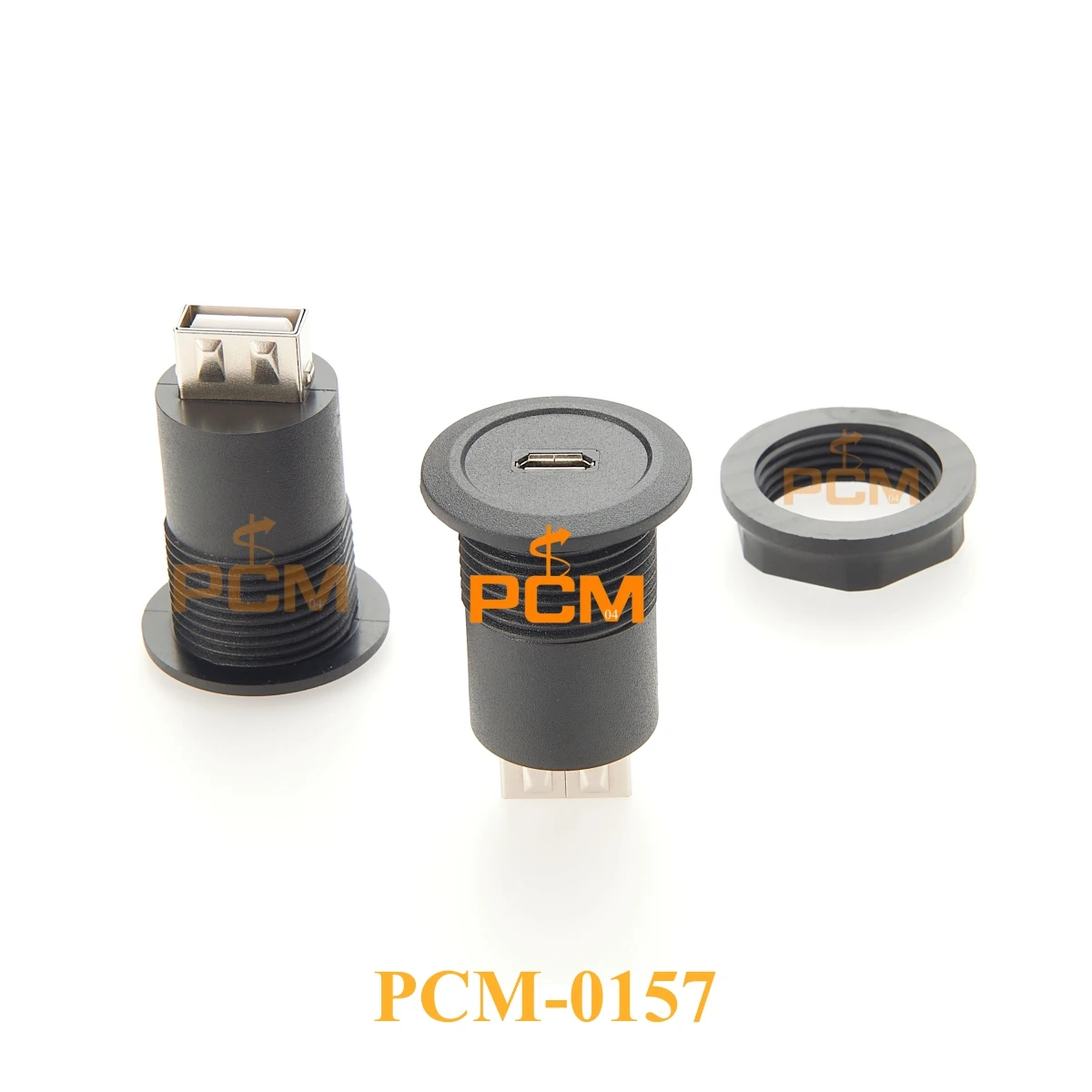 Micro USB B to USB-A Type-A 2.0 Flush Panel Mount Round Adapter 480 Mbps Data & Power Charging Extension Connector Control Port