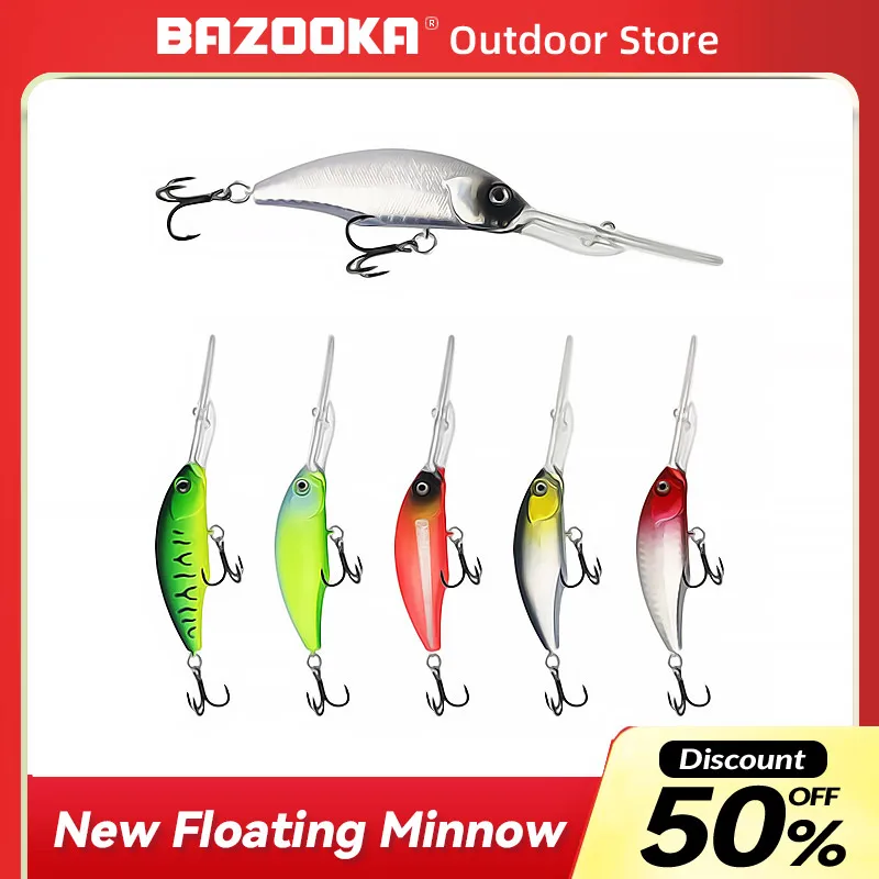 Bazooka Fishing Lure Sinking Minnow 9g17g Bait Pesca Acesssories Flatfish Metal Jigging Far Throw Camping Bass Pike Shore Winter