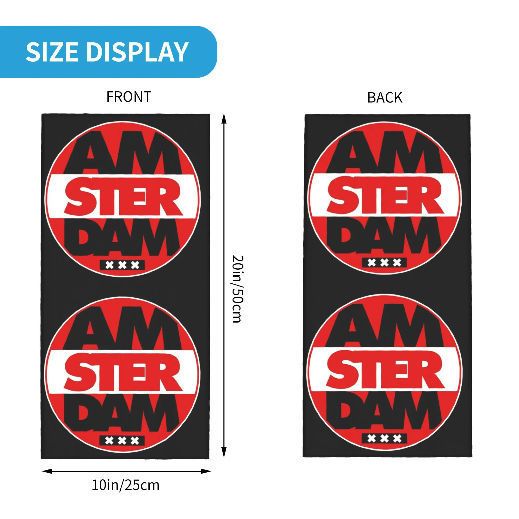 암스테르담 디자인 블랙 버전 Bandana Neck Gaiter 프린트 마스크 스카프 다용도 Balaclava Riding For Men Women 성인 올 시즌