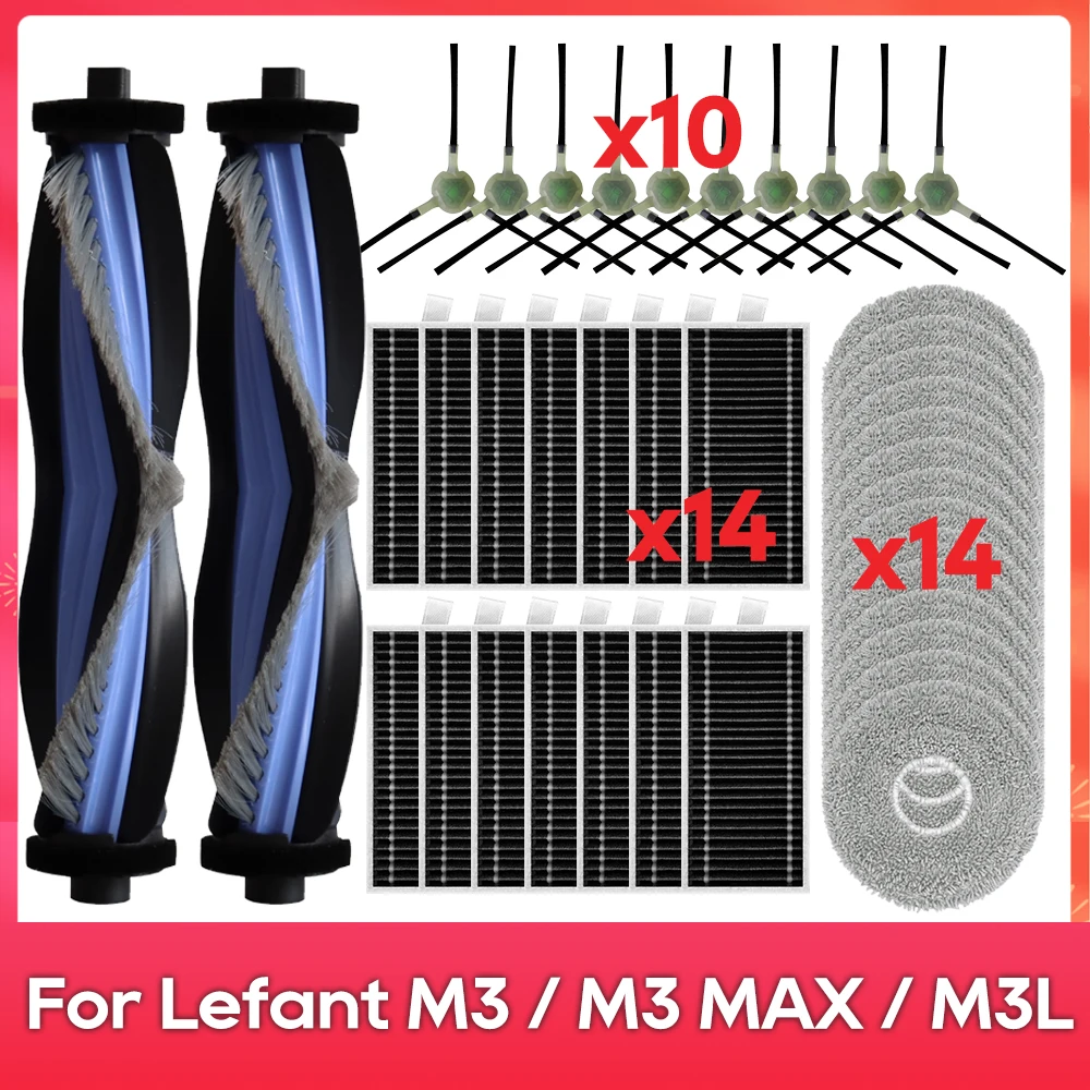 Compatível com ( Lefant M3 ) Escova principal e lateral, filtro, pano de mop, acessórios e kits para aspirador robô