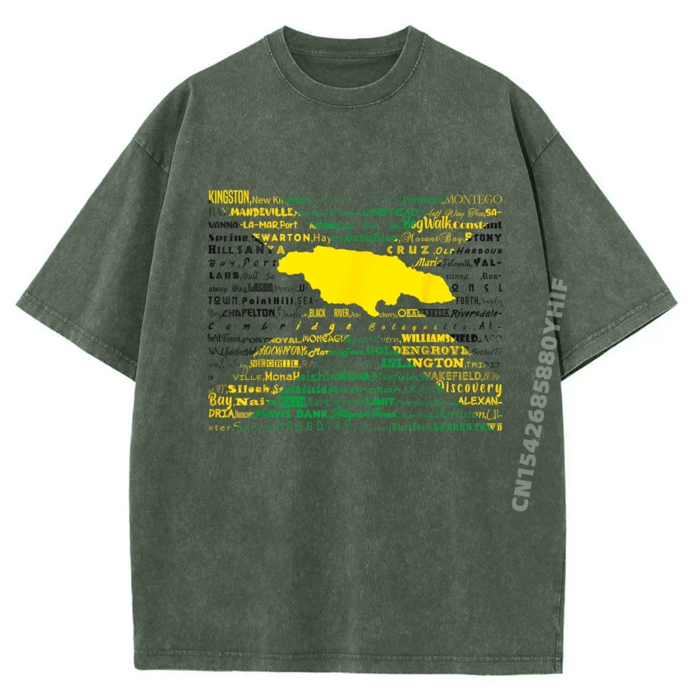 خريطة جامايكا علم جامايكا مدن جامايكا للبيضاء تي شيرت رجالي تي شيرت جرافيك بلايز رجالي ريترو غسلها قميص #4