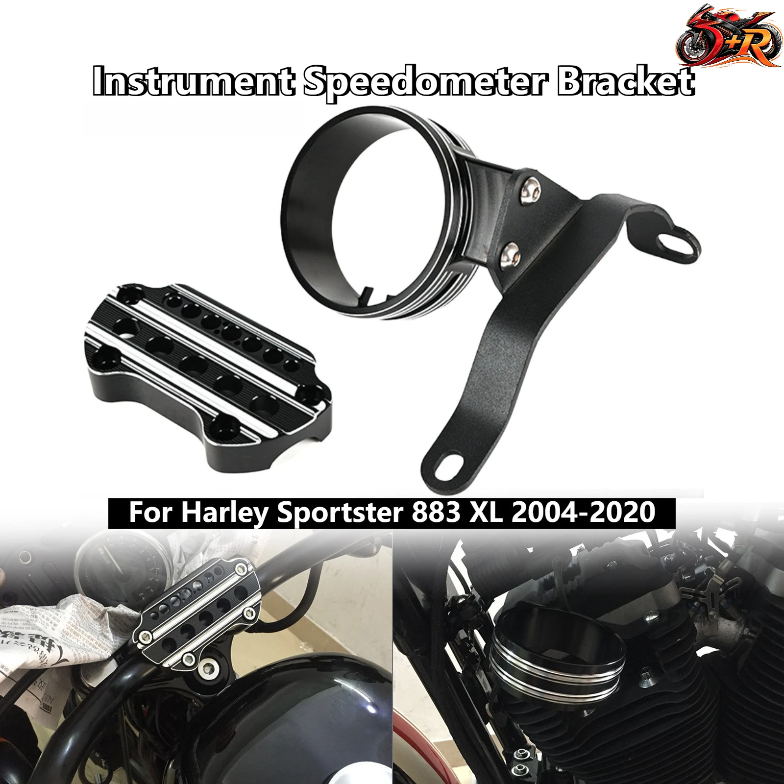 

Instrument Speedometer Bracket For Harley Sportster 883 XL 2004-2020 Housing Side Relocation Cover Top Clamp Bar Riser Mount