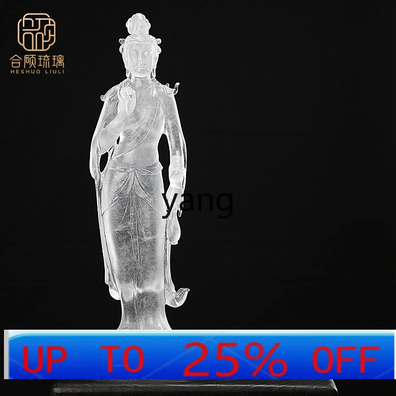 

LH ancient glass bottle Guanyin station statue home decoration Buddhist hall is dedicated to Guanyin