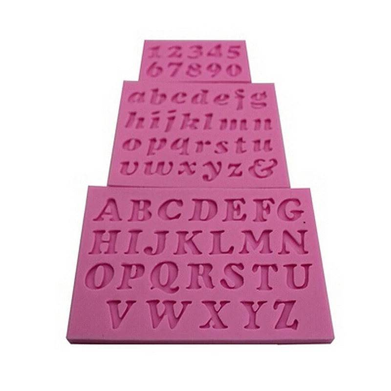 3Pcs/Set Number Letter Shape Silicone Mold Cake Decoration 3D Food Grade Soap Chocolate Moulds