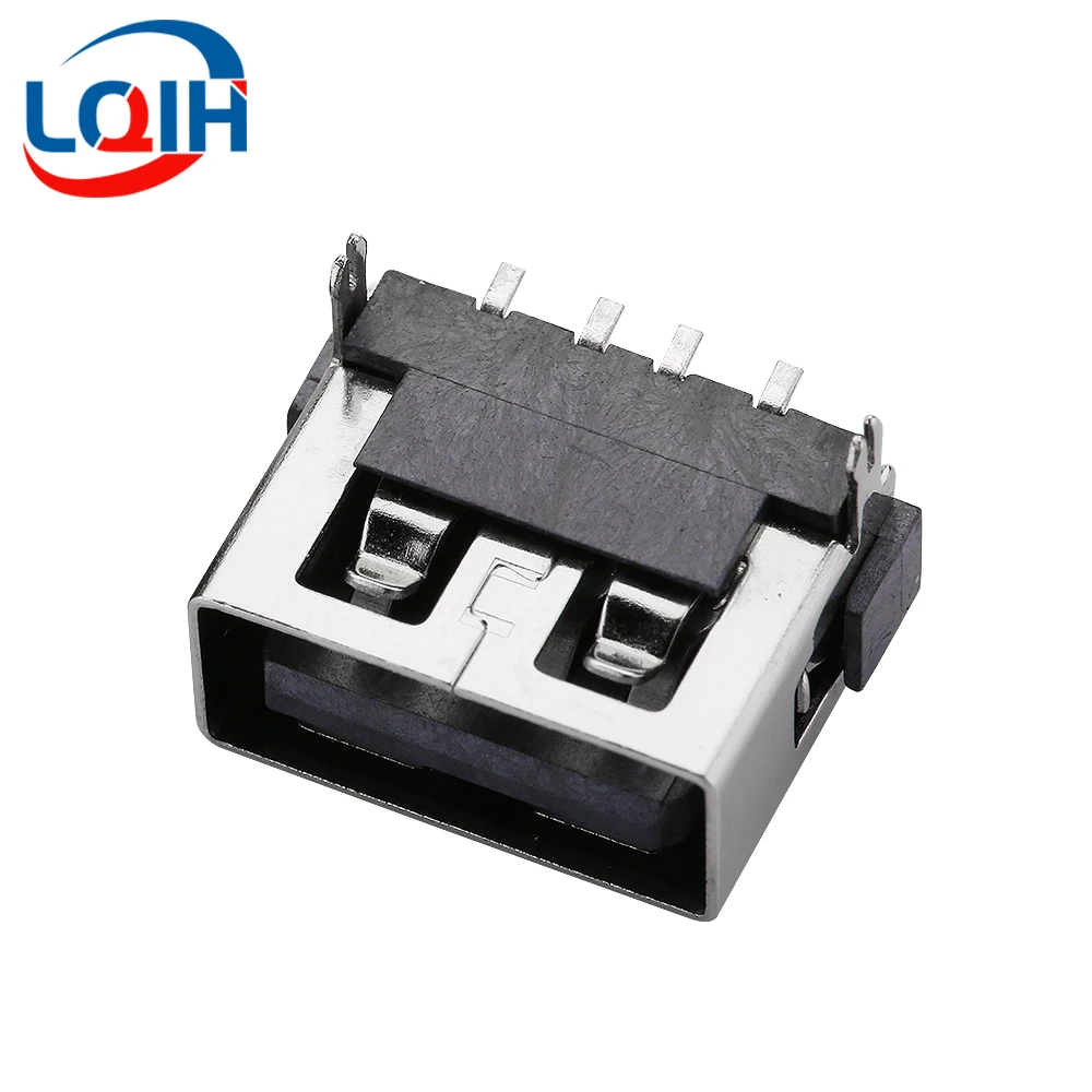 10PCS USB Female Socket 10.0 Short Body USB Female Head AF Type Rear Two Pin Plug Board Rear Patch Without Edge Flat Mouth